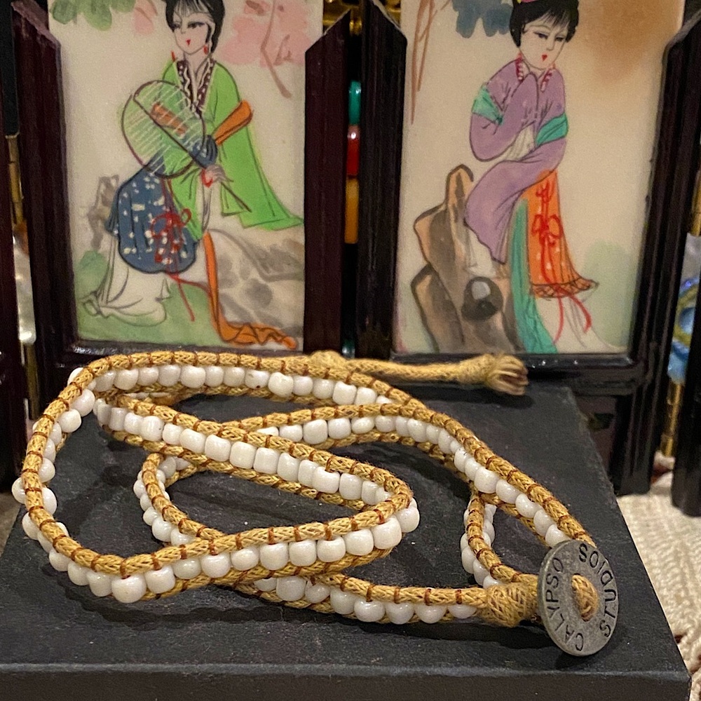 Calypso Studios  White Beaded Wrap Bracelet